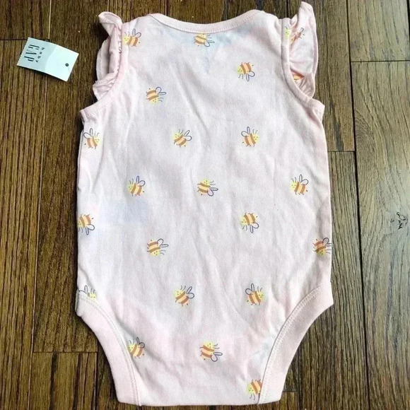 baby Gap Girls 0-3 months Light Pink Bumble Bee Ruffled Sleeve Onesie - NWT - Picture 4 of 6